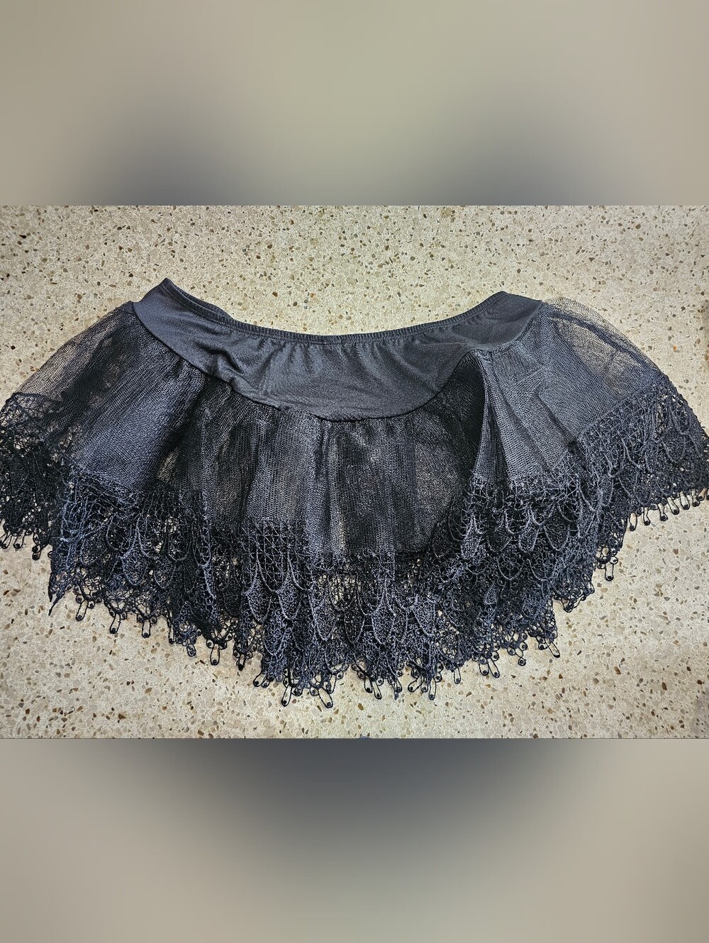 Black Lace Trim Women's Tulle Skirt Petticoat
